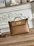 Hermès 24/24 Mini Bag Evercolor Swift Leather Apricot Gold