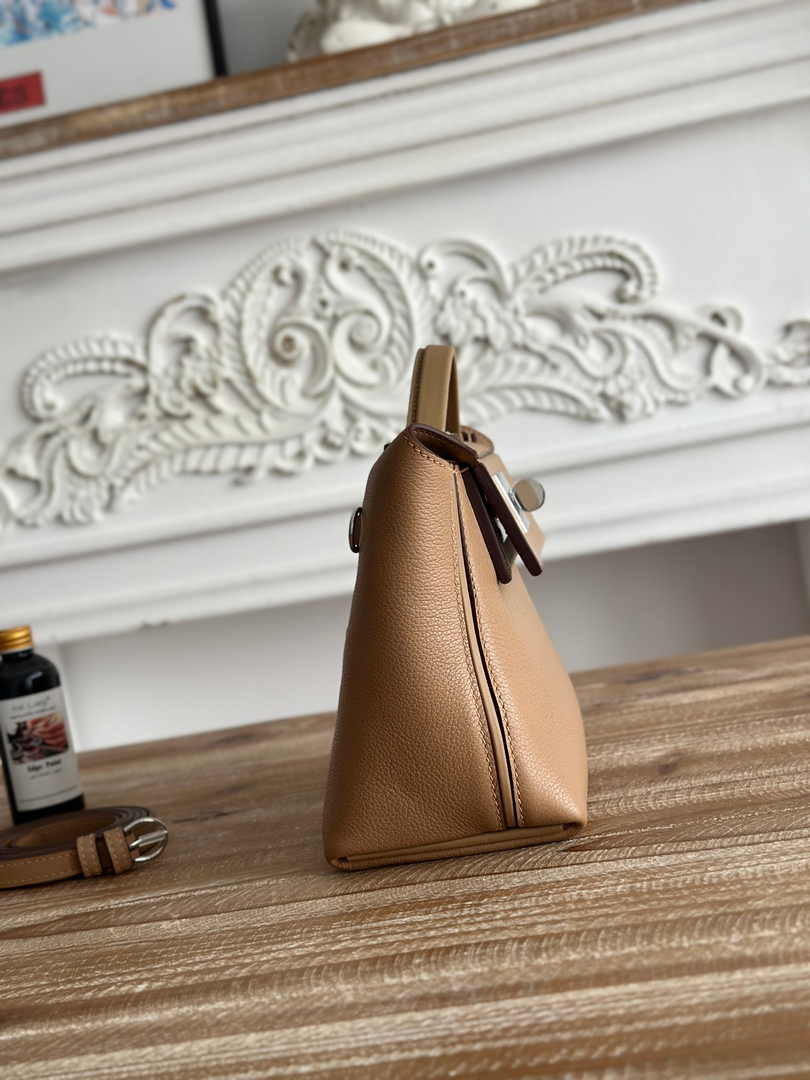 Hermès 24/24 Mini Bag Evercolor Swift Leather Apricot Silver