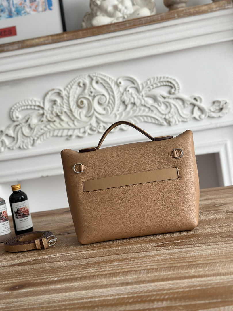 Hermès 24/24 Mini Bag Evercolor Swift Leather Apricot Silver