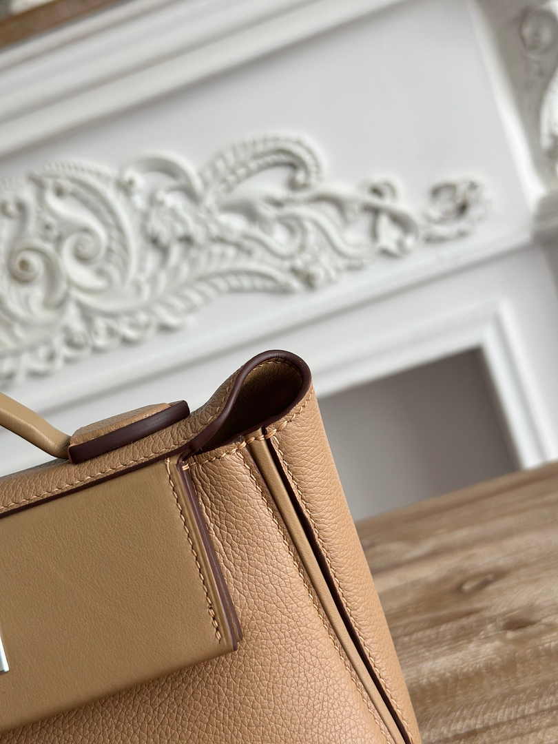 Hermès 24/24 Mini Bag Evercolor Swift Leather Apricot Silver