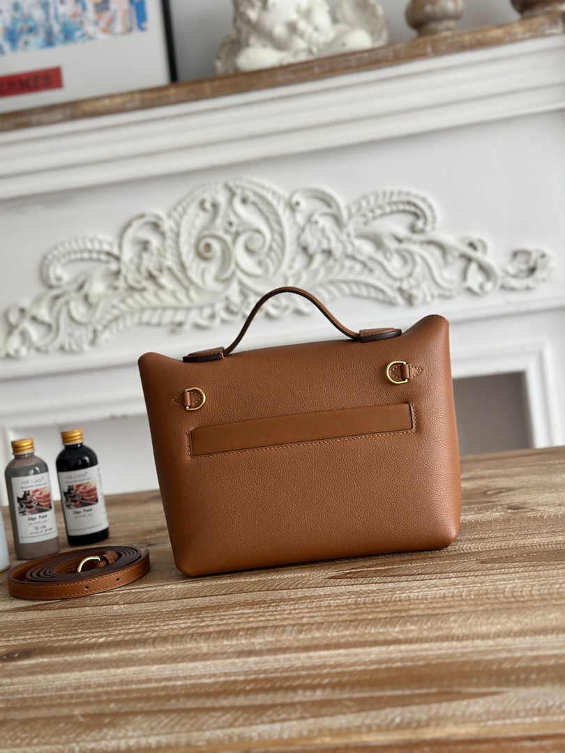 Hermès 24/24 Mini Bag Evercolor Swift Leather Brown Gold