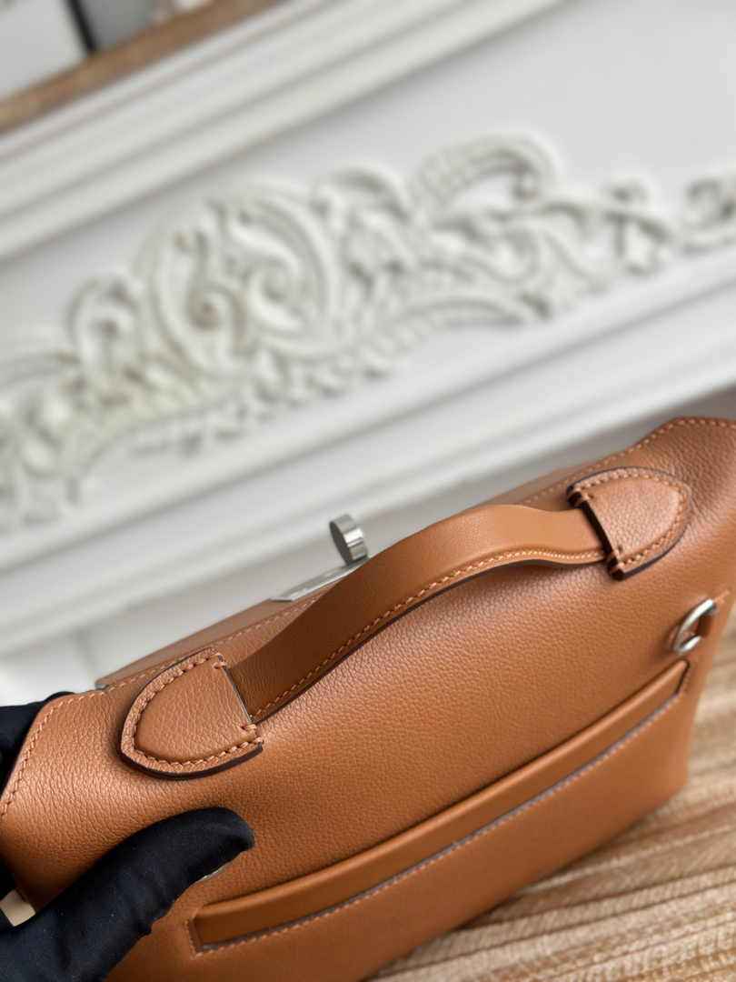 Hermès 24/24 Mini Bag Evercolor Swift Leather Brown Silver