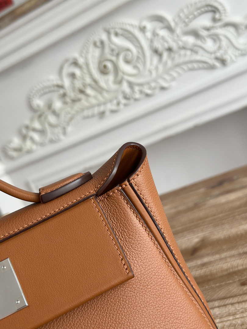 Hermès 24/24 Mini Bag Evercolor Swift Leather Brown Silver