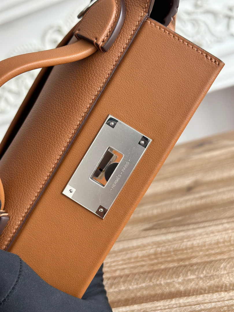Hermès 24/24 Mini Bag Evercolor Swift Leather Brown Silver