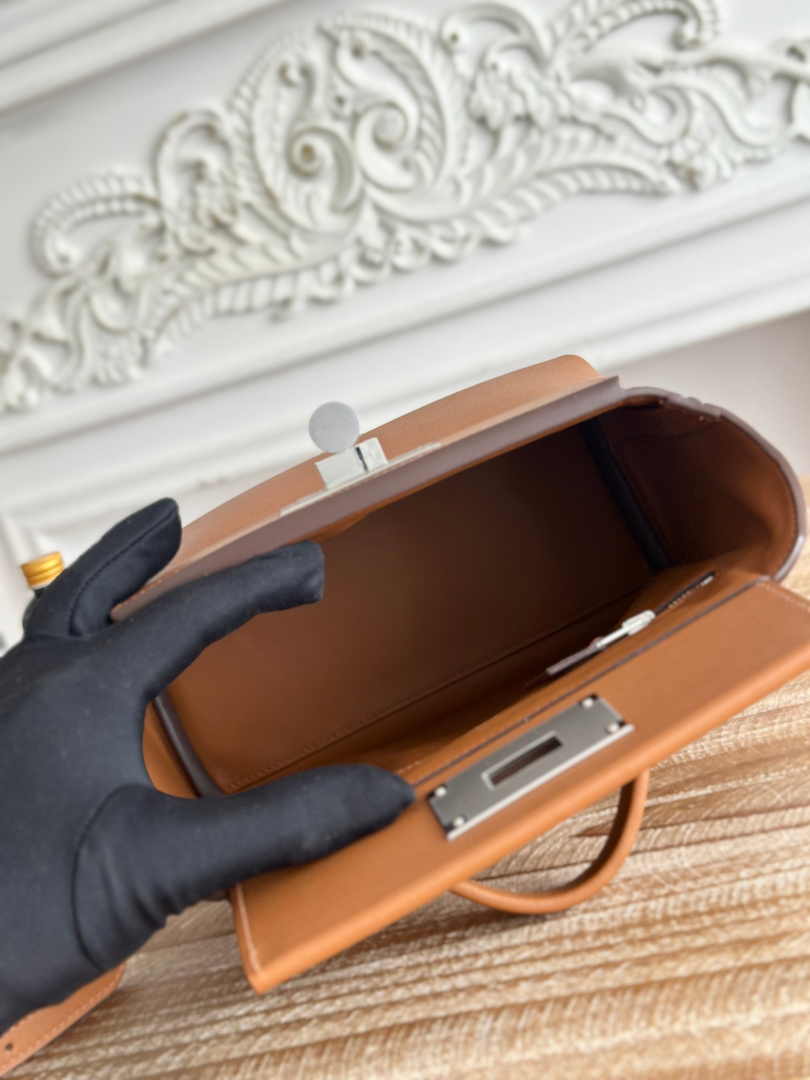 Hermès 24/24 Mini Bag Evercolor Swift Leather Brown Silver