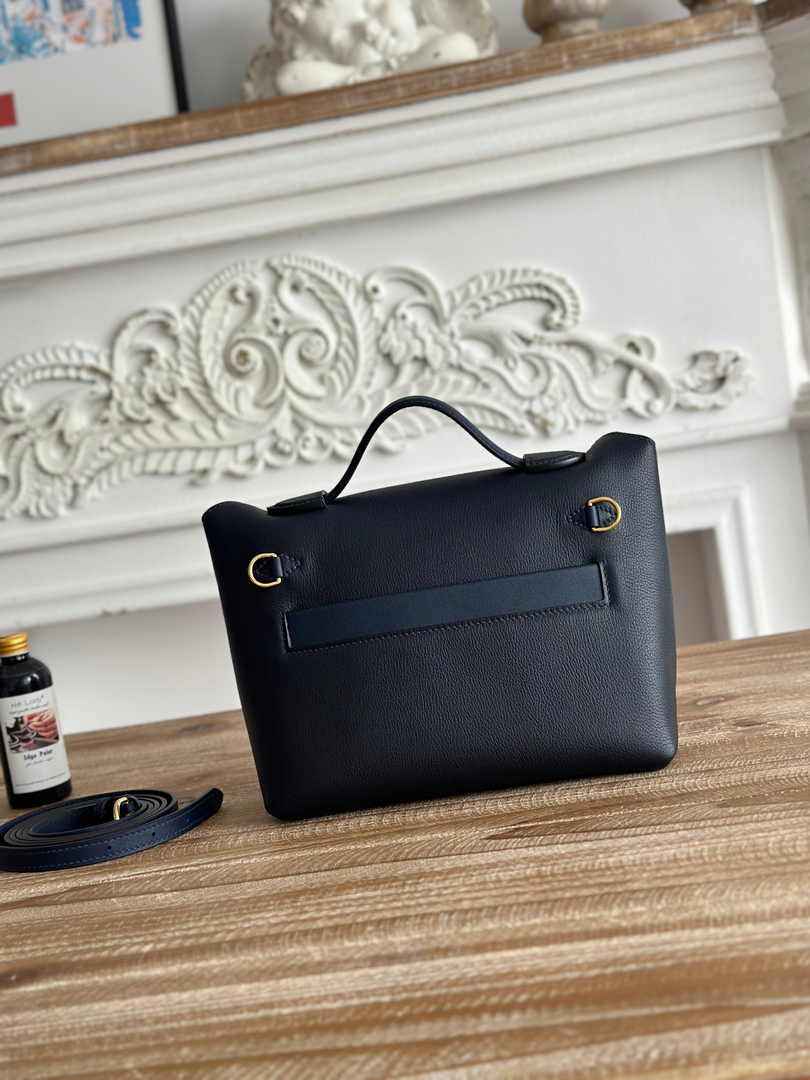 Hermès 24/24 Mini Bag Evercolor Swift Leather Navy Blue Gold