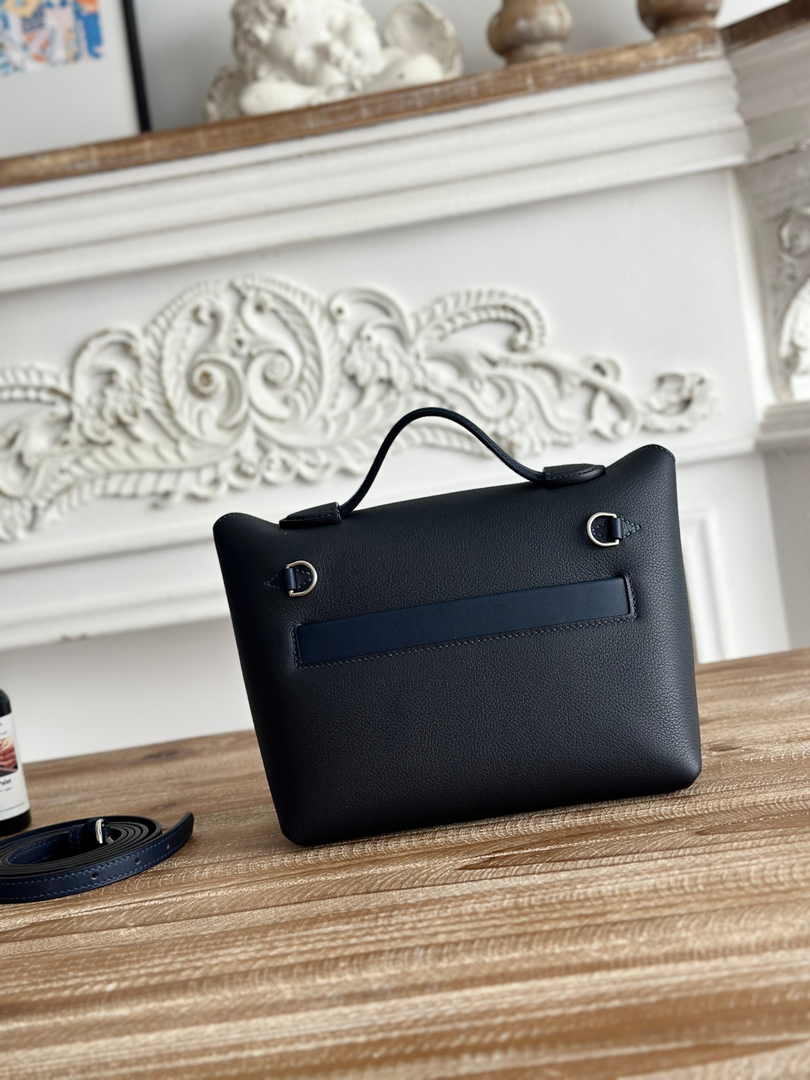 Hermès 24/24 Mini Bag Evercolor Swift Leather Navy Blue Silver