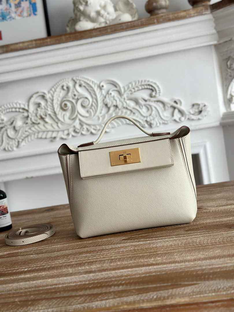 Hermès 24/24 Mini Bag Evercolor Swift Leather Beige Gold