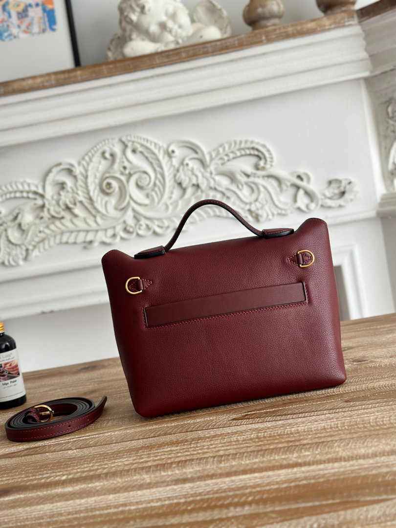 Hermès 24/24 Mini Bag Evercolor Swift Leather Wine Red Gold