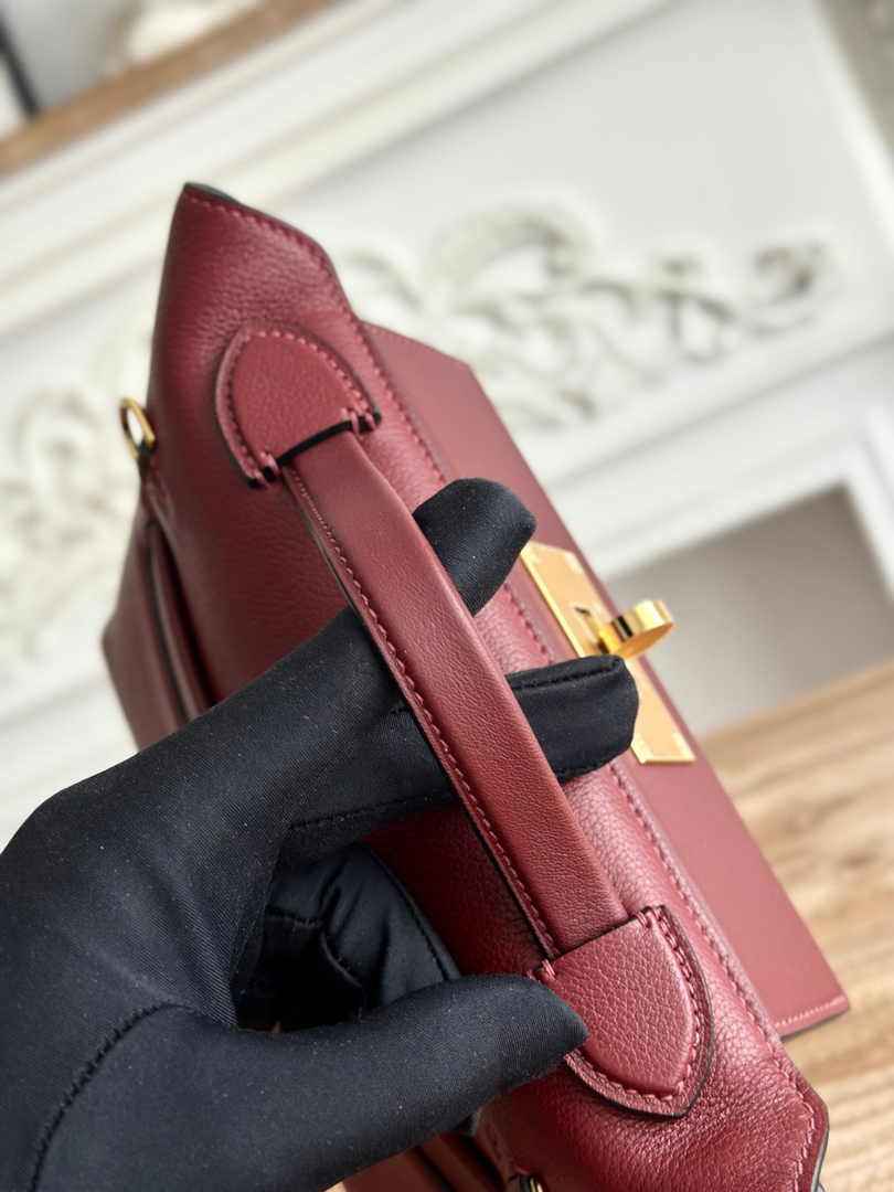 Hermès 24/24 Mini Bag Evercolor Swift Leather Wine Red Gold