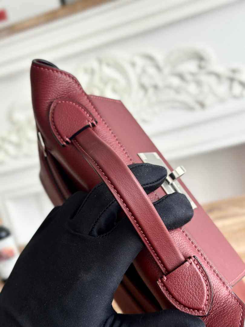 Hermès 24/24 Mini Bag Evercolor Swift Leather Wine Red Silver