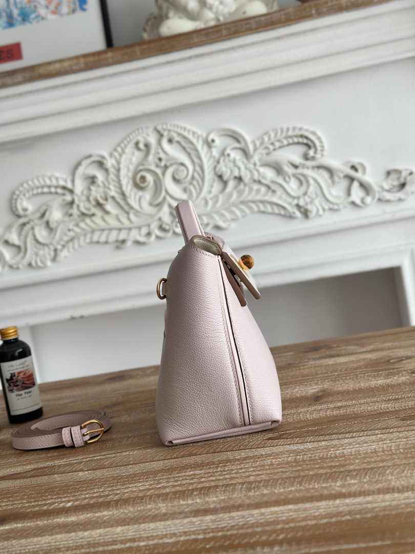Hermès 24/24 Mini Bag Evercolor Swift Leather Beige Purple Gold