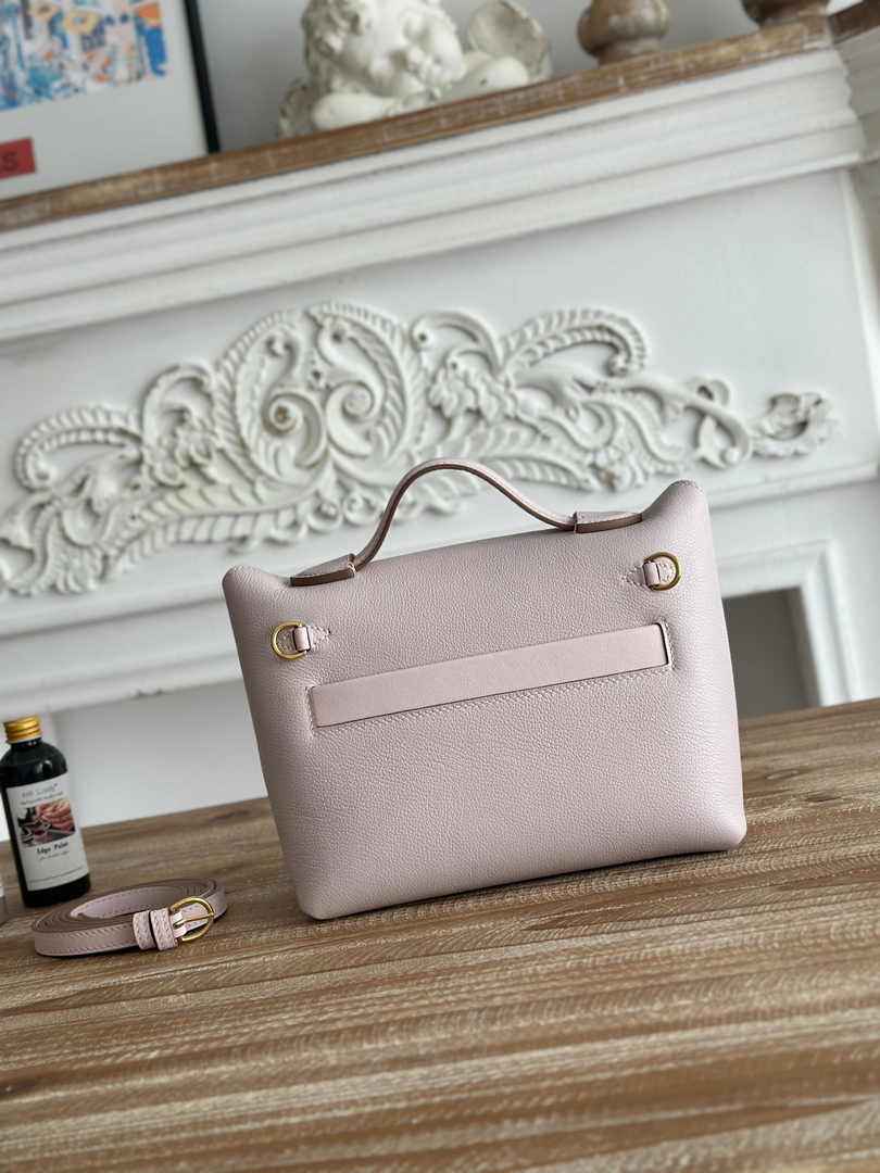Hermès 24/24 Mini Bag Evercolor Swift Leather Beige Purple Gold
