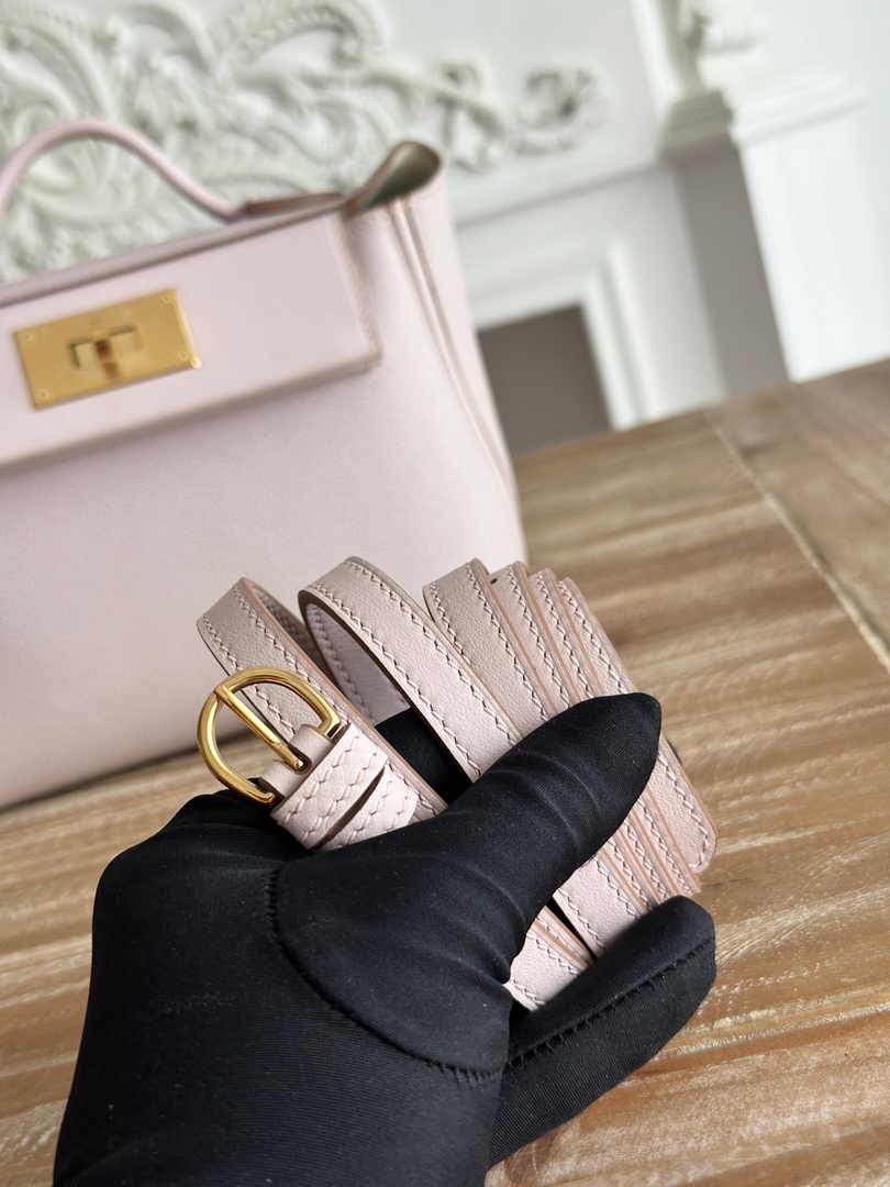 Hermès 24/24 Mini Bag Evercolor Swift Leather Beige Purple Gold