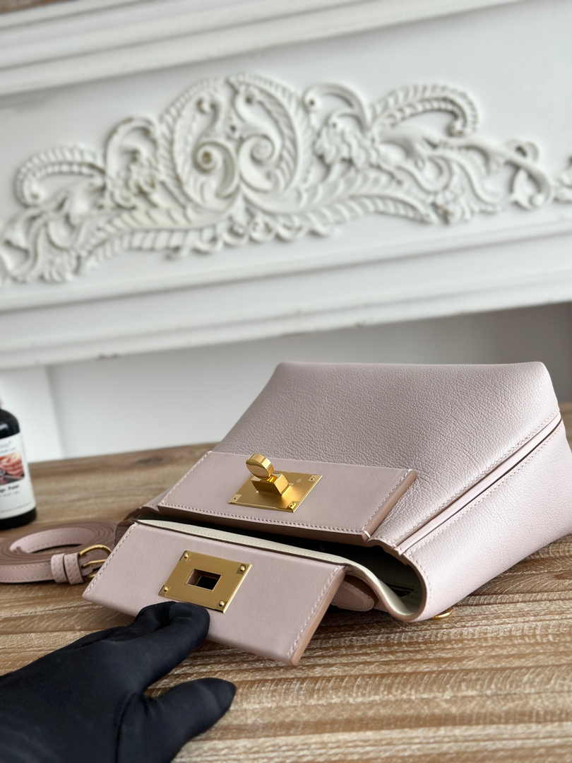 Hermès 24/24 Mini Bag Evercolor Swift Leather Beige Purple Gold