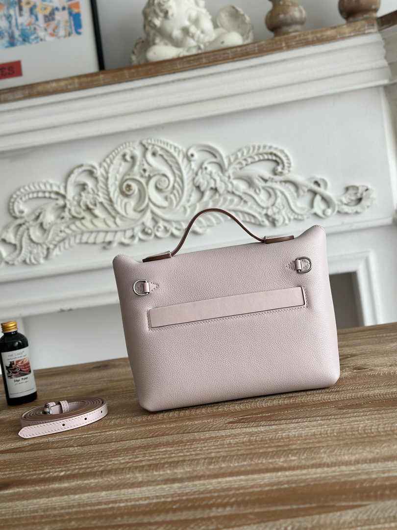 Hermès 24/24 Mini Bag Evercolor Swift Leather Beige Purple Silver