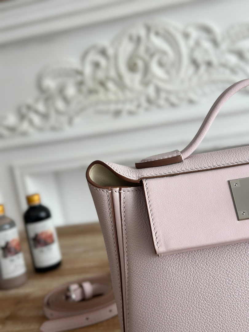 Hermès 24/24 Mini Bag Evercolor Swift Leather Beige Purple Silver
