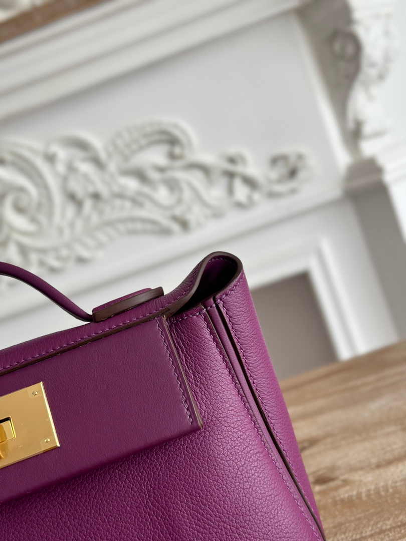 Hermès 24/24 Mini Bag Evercolor Swift Leather Purple Gold