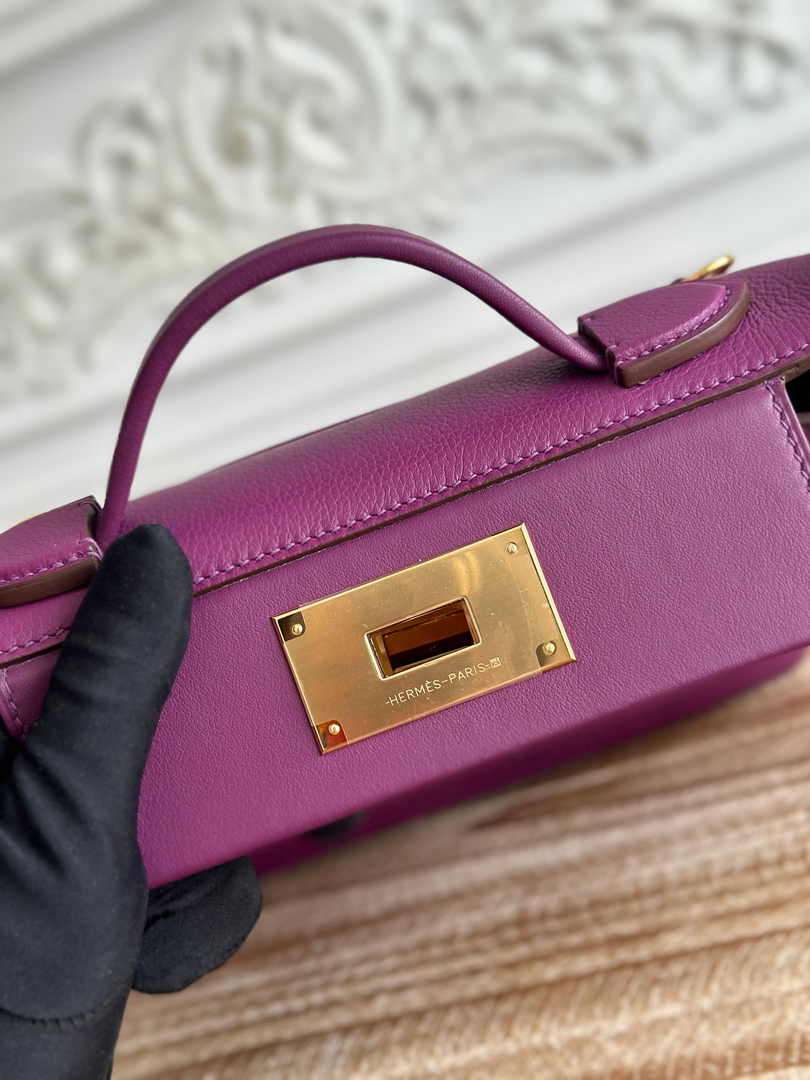 Hermès 24/24 Mini Bag Evercolor Swift Leather Purple Gold