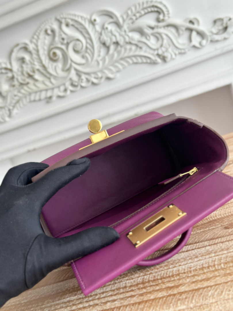 Hermès 24/24 Mini Bag Evercolor Swift Leather Purple Gold