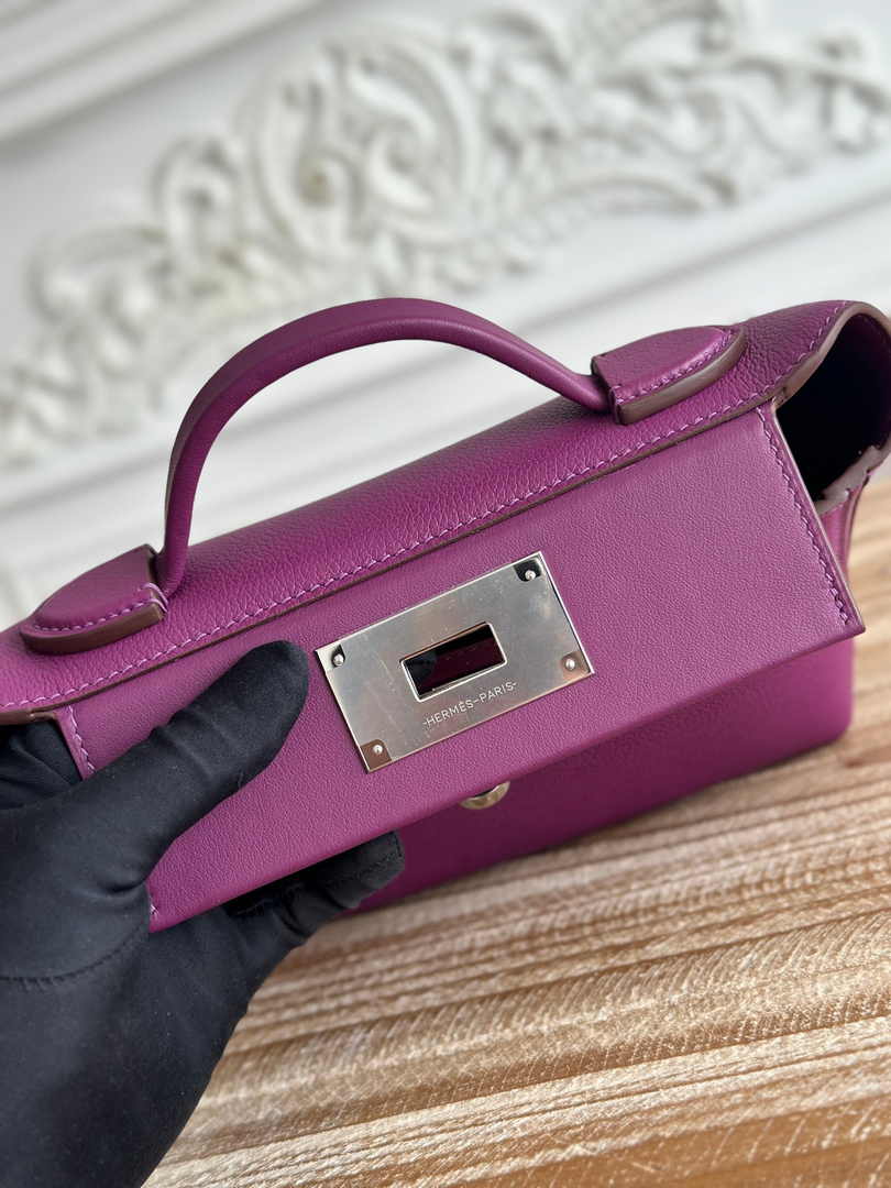 Hermès 24/24 Mini Bag Evercolor Swift Leather Purple Silver
