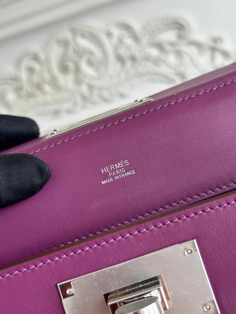 Hermès 24/24 Mini Bag Evercolor Swift Leather Purple Silver