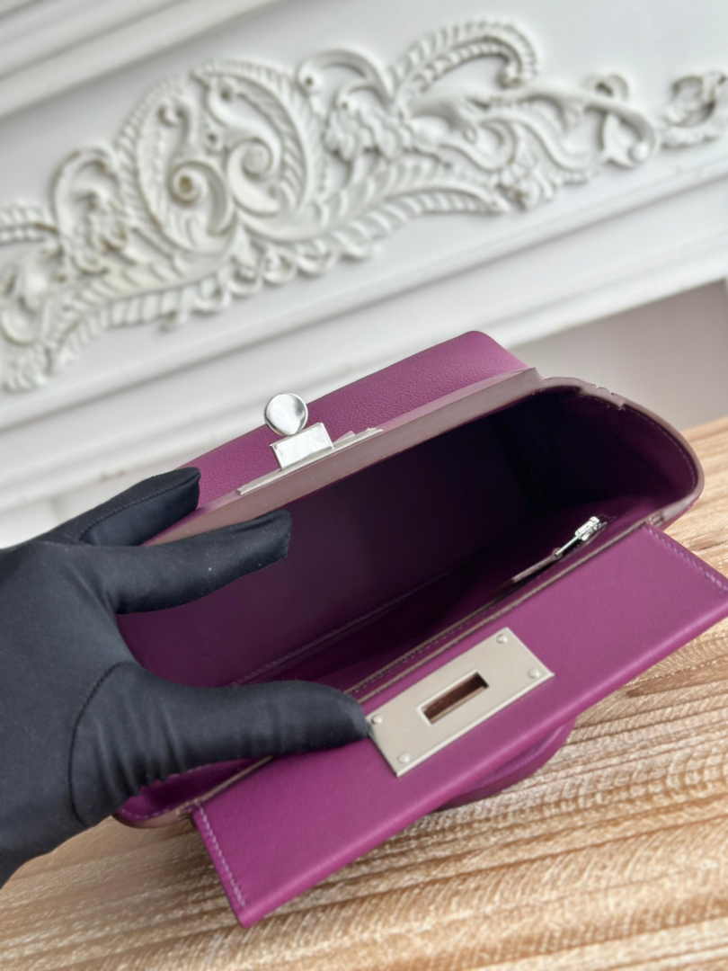 Hermès 24/24 Mini Bag Evercolor Swift Leather Purple Silver