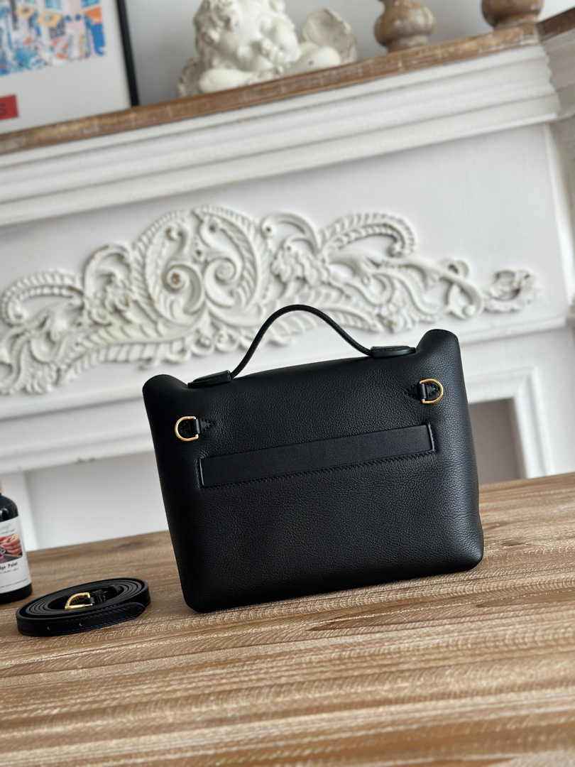 Hermès 24/24 Mini Bag Evercolor Swift Leather Black Gold
