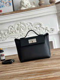 Hermès 24/24 Mini Bag Evercolor Swift Leather Black Silver