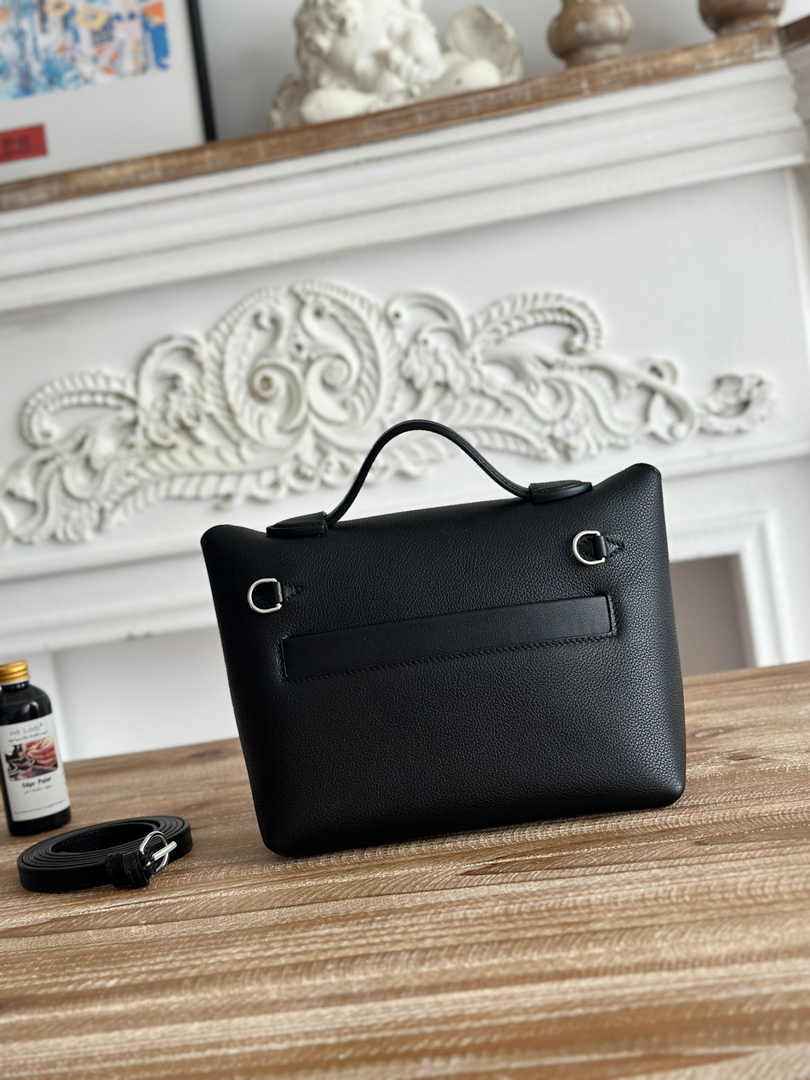 Hermès 24/24 Mini Bag Evercolor Swift Leather Black Silver