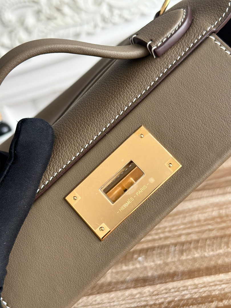 Hermès 24/24 Mini Bag Evercolor Swift Leather Dark Gray Gold