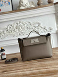Hermès 24/24 Mini Bag Evercolor Swift Leather Dark Gray Silver
