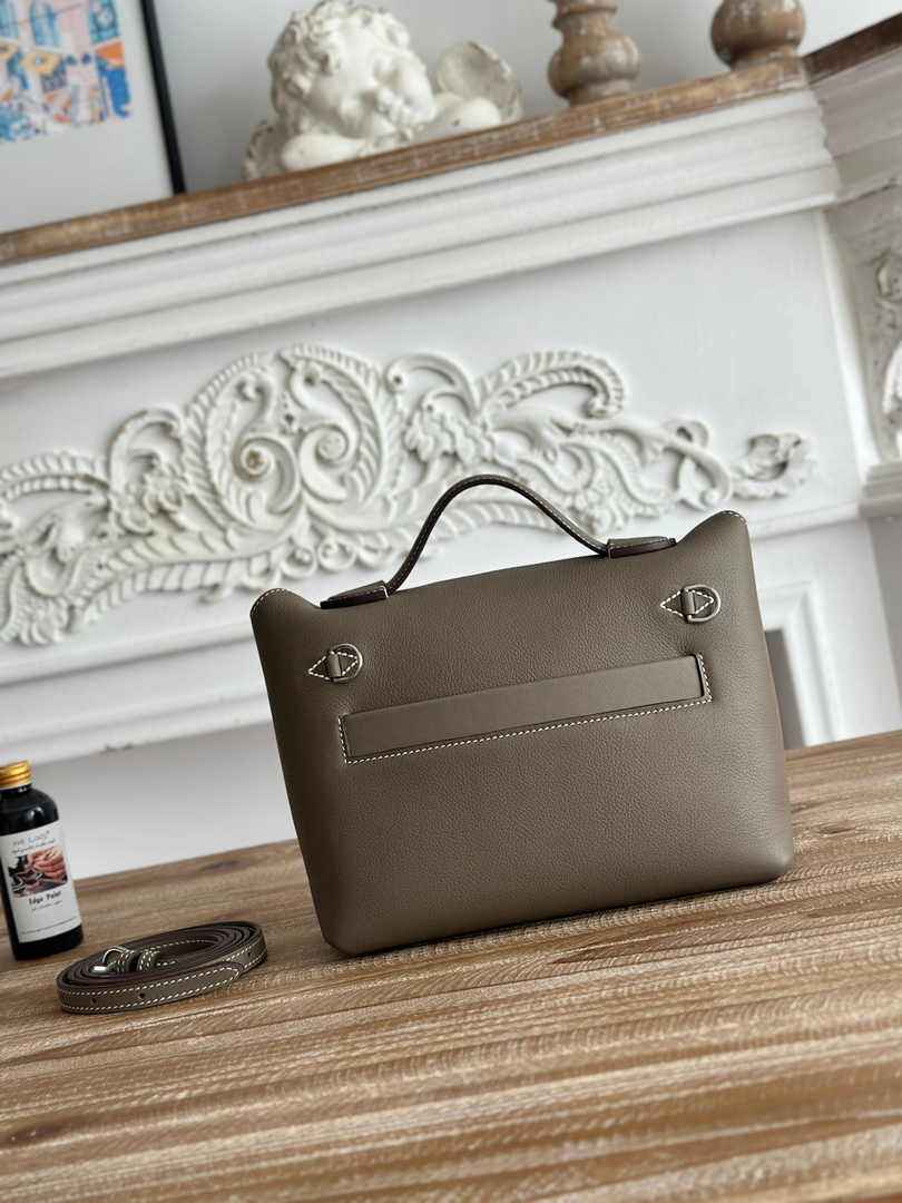 Hermès 24/24 Mini Bag Evercolor Swift Leather Dark Gray Silver