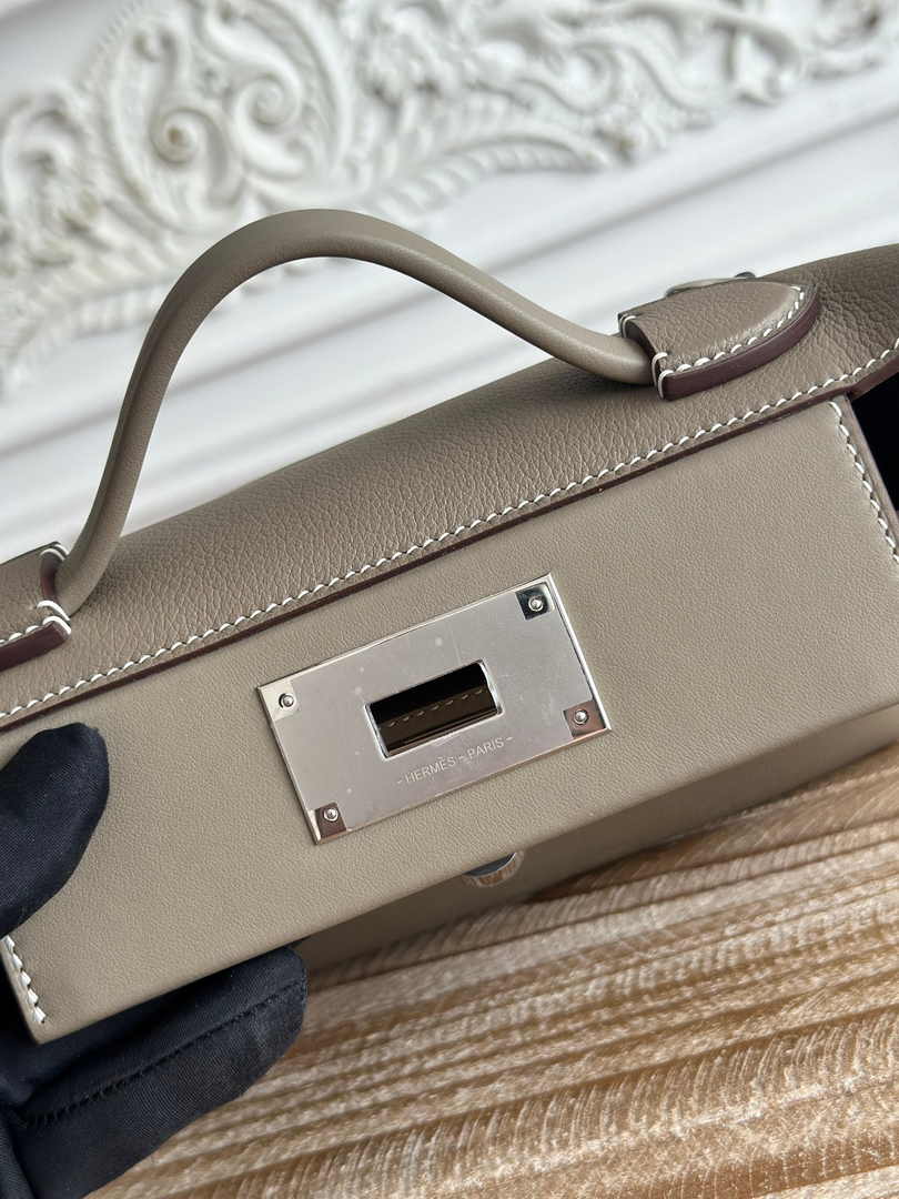 Hermès 24/24 Mini Bag Evercolor Swift Leather Dark Gray Silver