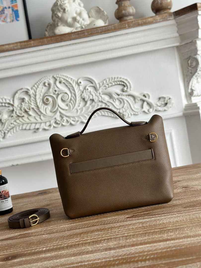 Hermès 24/24 Mini Bag Evercolor Swift Dark Gray Leather Gold