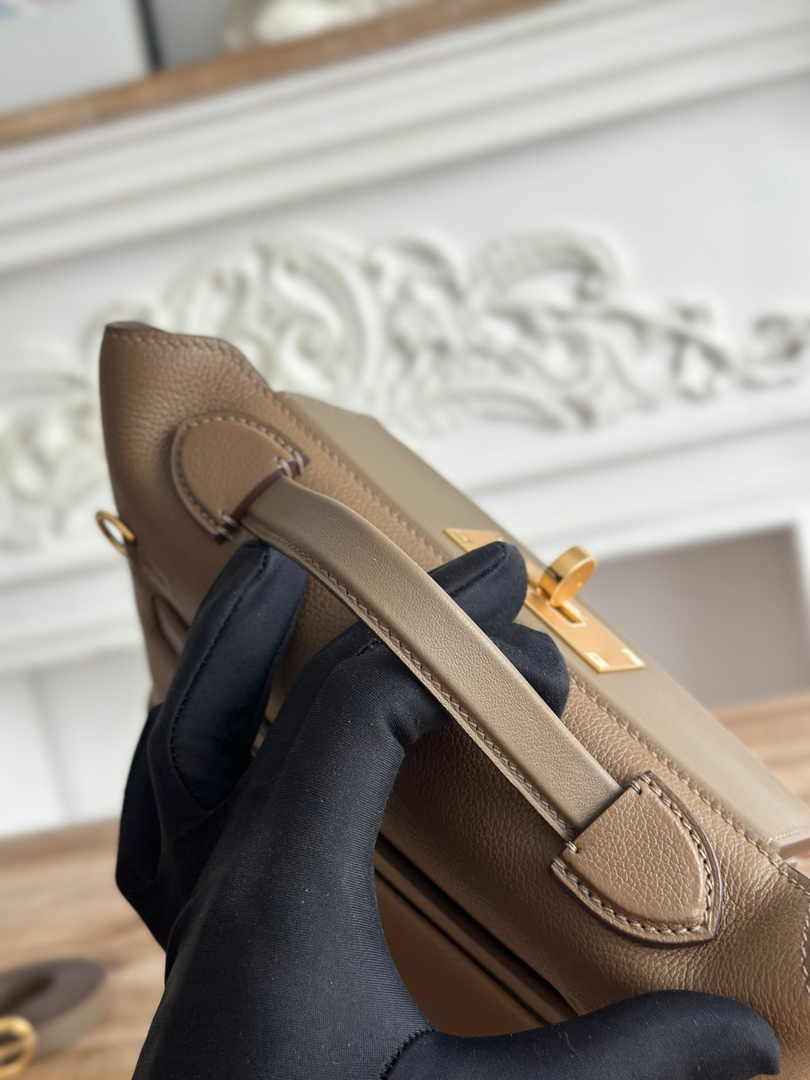 Hermès 24/24 Mini Bag Evercolor Swift Dark Gray Leather Gold