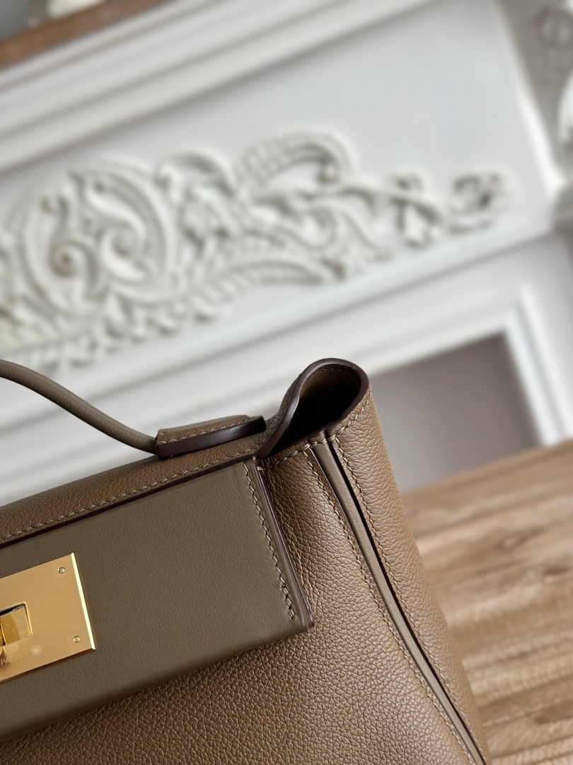 Hermès 24/24 Mini Bag Evercolor Swift Dark Gray Leather Gold