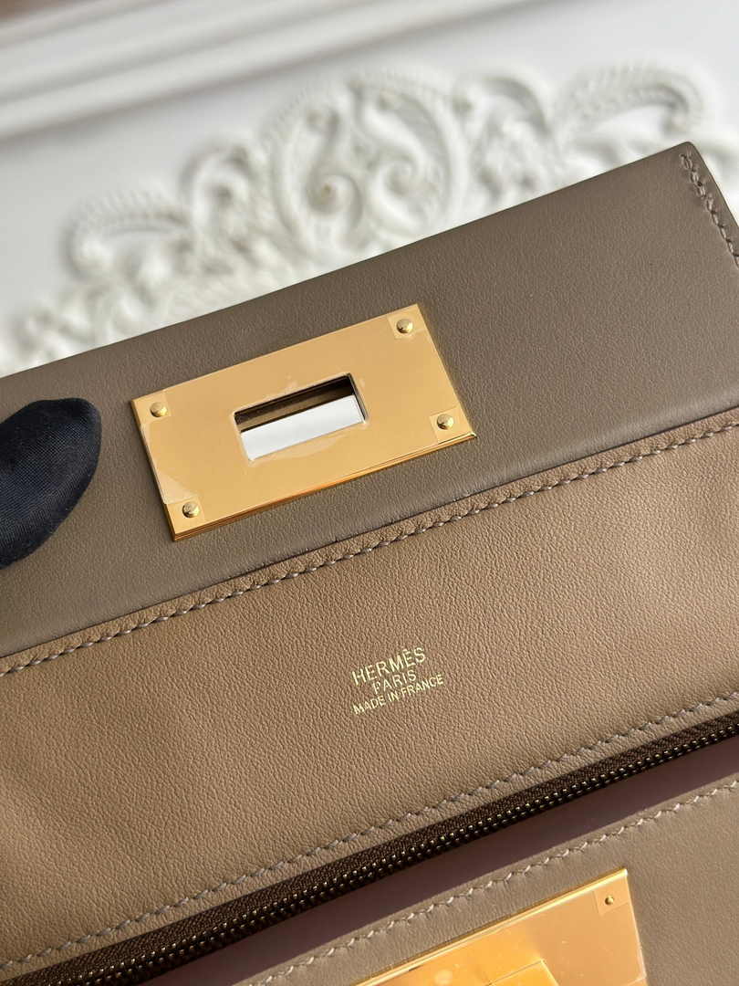 Hermès 24/24 Mini Bag Evercolor Swift Dark Gray Leather Gold