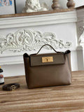 Hermès 24/24 Mini Bag Evercolor Swift Dark Gray Leather Gold