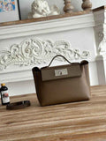 Hermès 24/24 Mini Bag Evercolor Swift Dark Gray Leather Silver