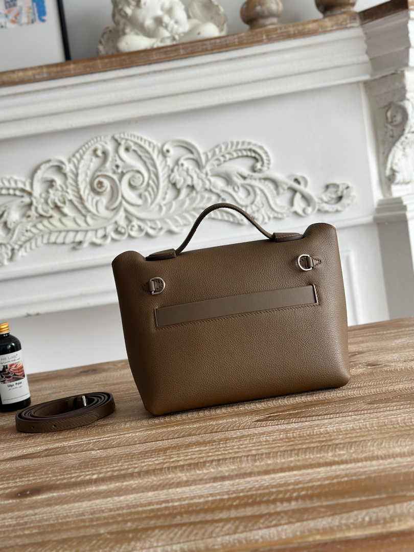 Hermès 24/24 Mini Bag Evercolor Swift Dark Gray Leather Silver