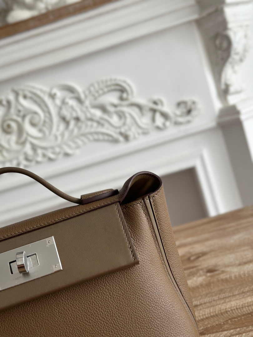 Hermès 24/24 Mini Bag Evercolor Swift Dark Gray Leather Silver