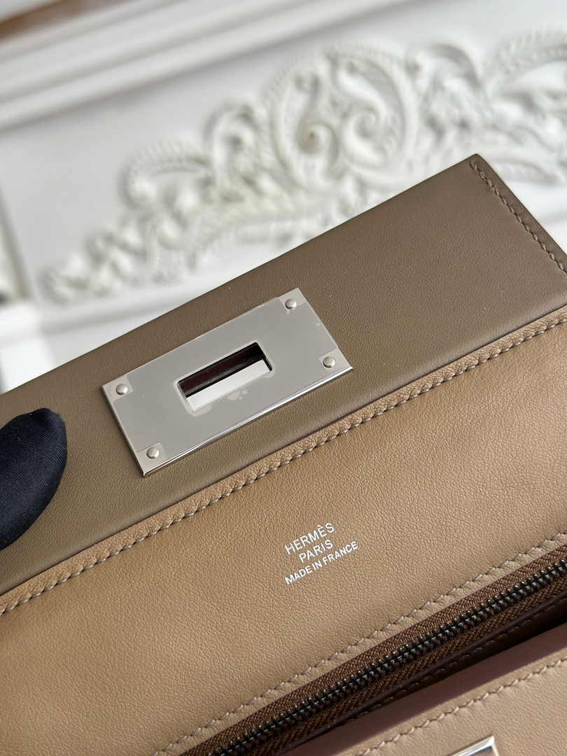 Hermès 24/24 Mini Bag Evercolor Swift Dark Gray Leather Silver