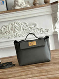 Hermès 24/24 Mini Bag Evercolor Swift Gray Leather Gold