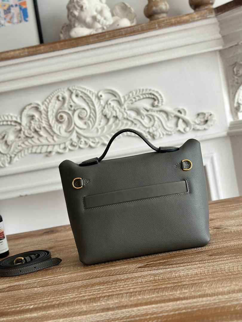 Hermès 24/24 Mini Bag Evercolor Swift Gray Leather Gold