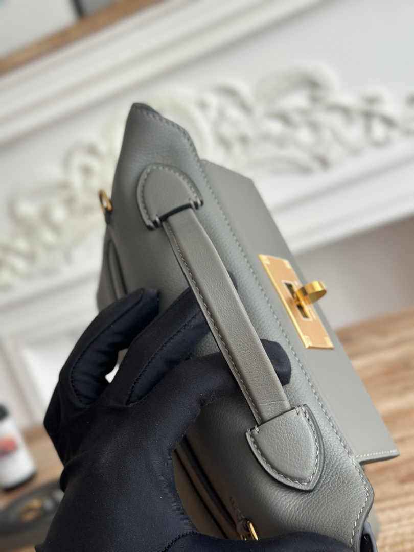 Hermès 24/24 Mini Bag Evercolor Swift Gray Leather Gold
