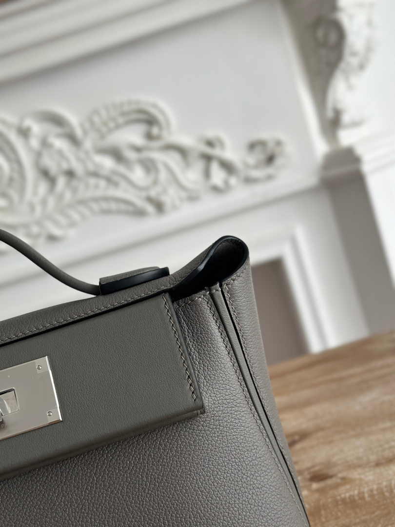 Hermès 24/24 Mini Bag Evercolor Swift Gray Leather Silver