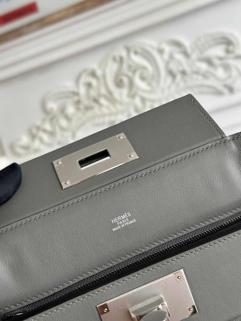 Hermès 24/24 Mini Bag Evercolor Swift Gray Leather Silver