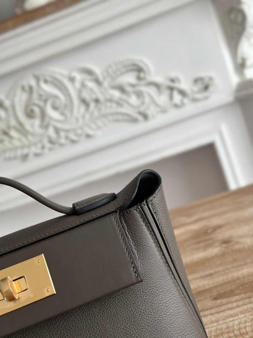Hermès 24/24 Mini Bag Gray Evercolor Swift Leather Gold