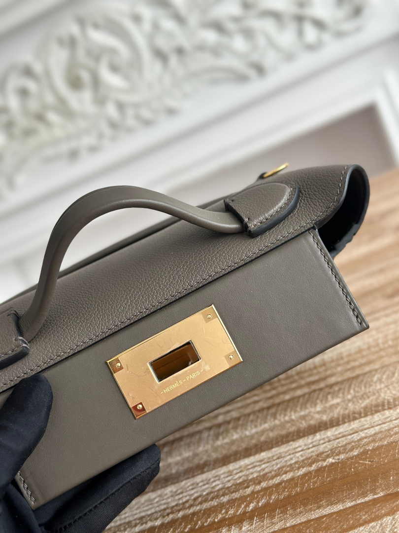 Hermès 24/24 Mini Bag Gray Evercolor Swift Leather Gold